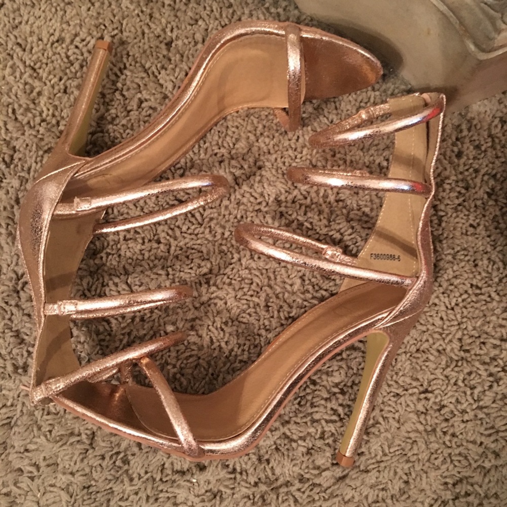 Rose gold strappy heels